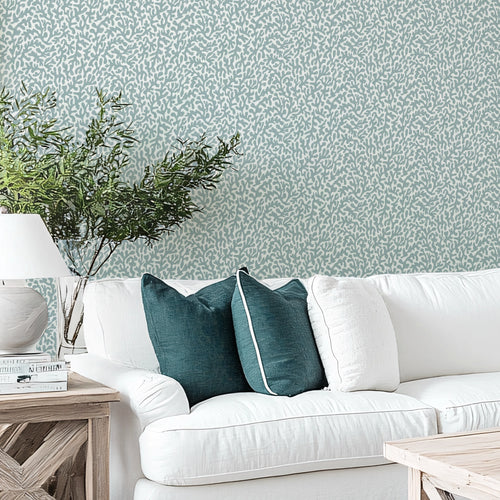 Petite Coral Cove Wallpaper in Teal