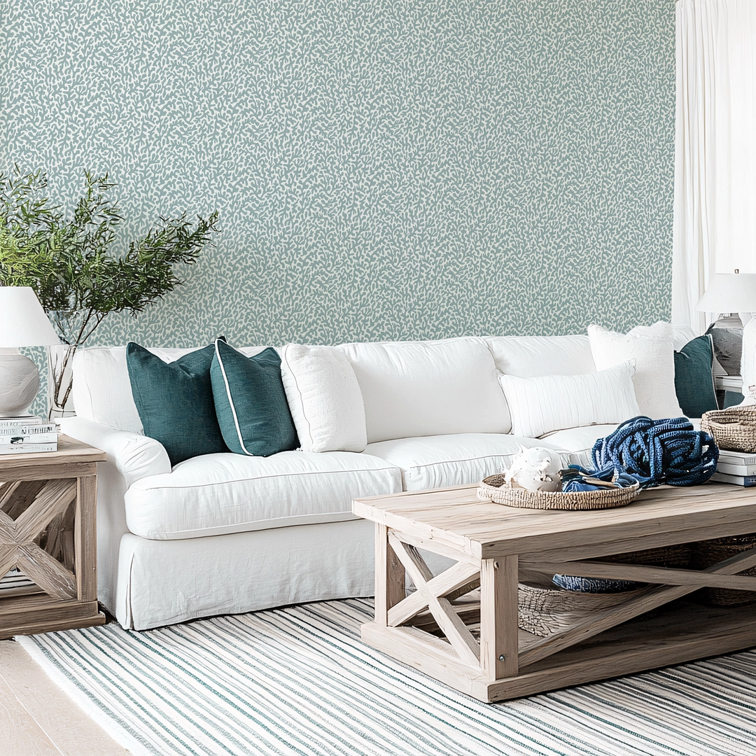 Petite Coral Cove Wallpaper in Teal