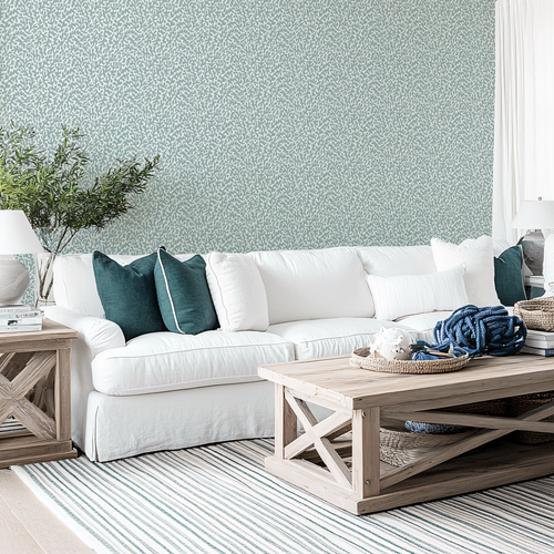 Petite Coral Cove Wallpaper in Teal