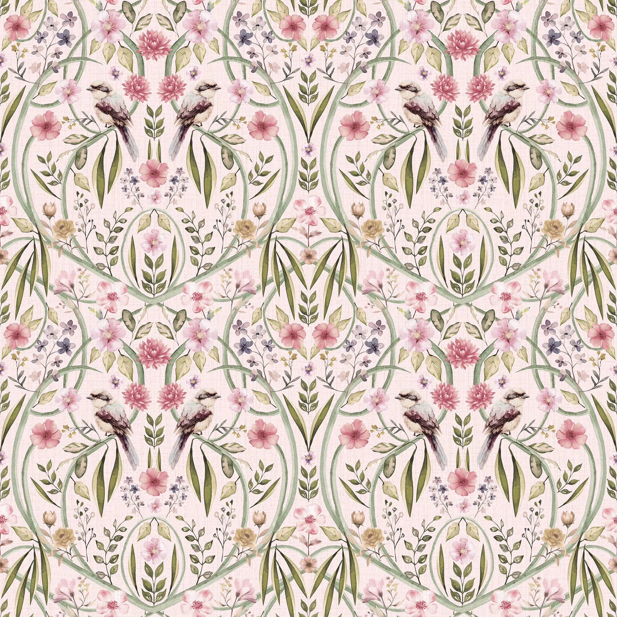 Phyllip Perch Wallpaper in Soft Pink