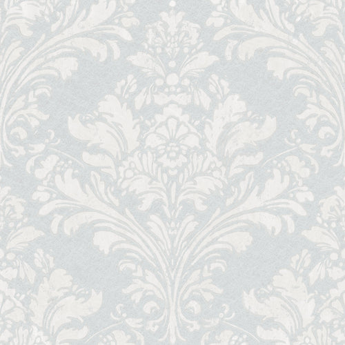 Regal Damask Wallpaper in Cream on Blue