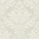 Regal Damask Wallpaper in Cream on Green