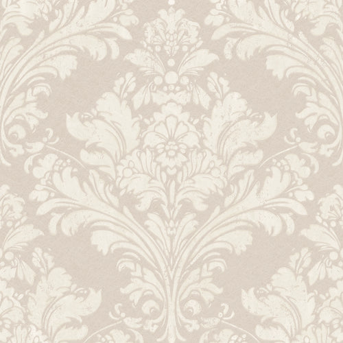 Regal Damask Wallpaper in Cream on Stone
