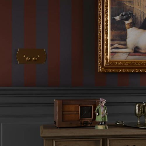 Regent Stripe Wallpaper in Garnet and Oxford Blue