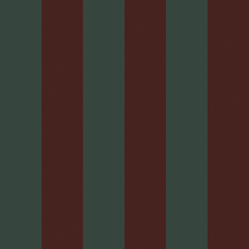 Regent Stripe Wallpaper in Garnet and Pine Green