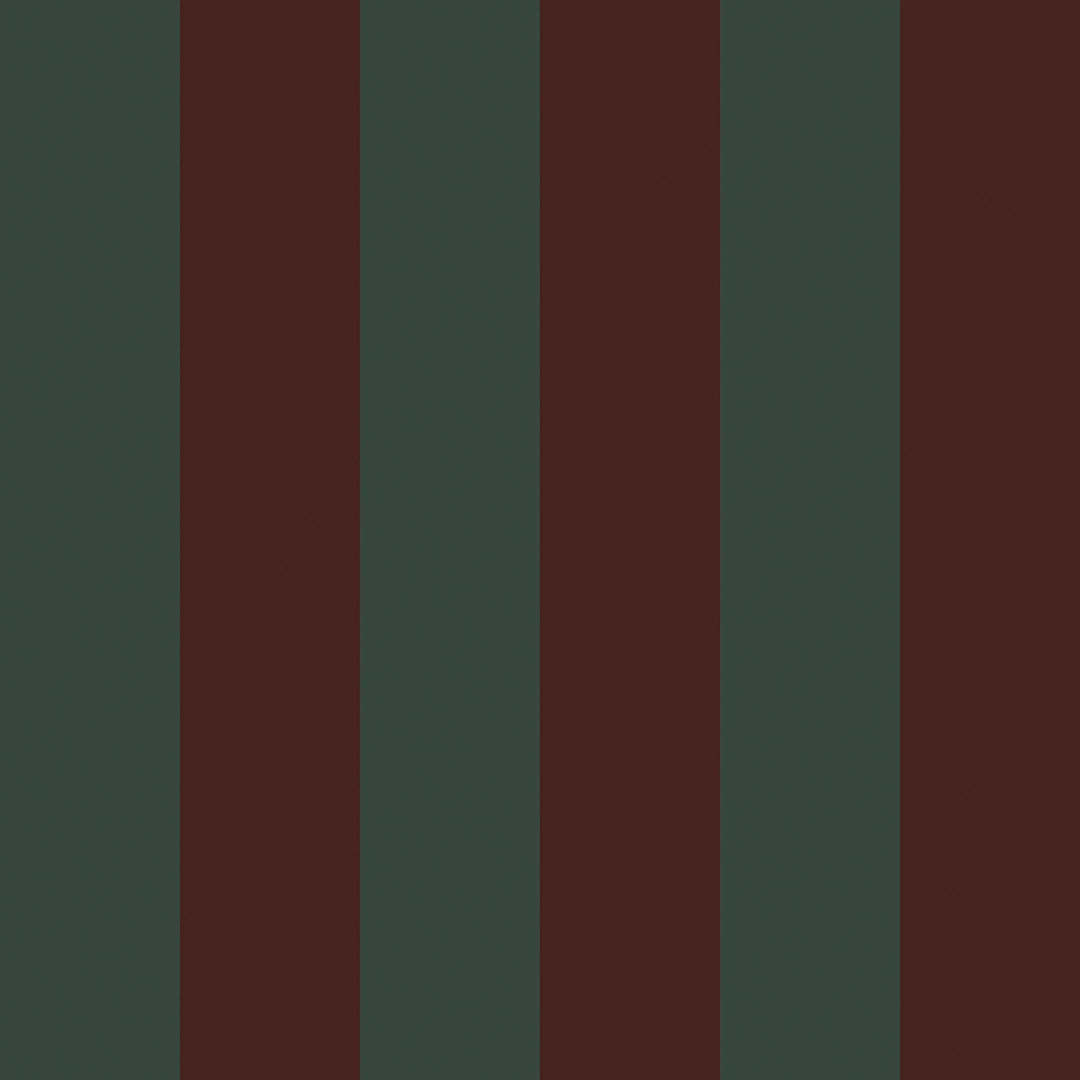 Regent Stripe Wallpaper in Garnet and Pine Green