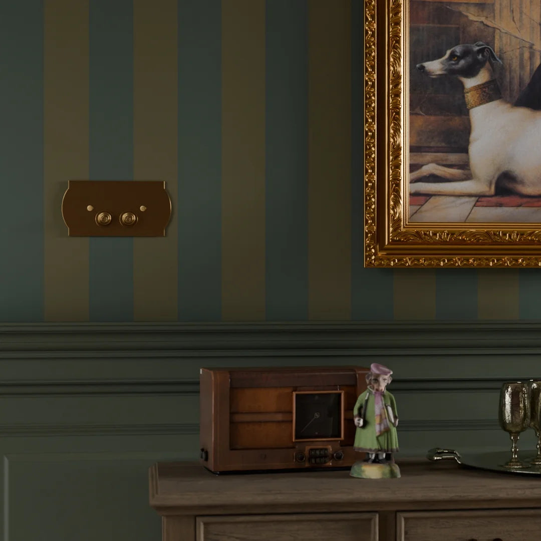 Regent Stripe Wallpaper in Gentleman Green and Pine Green