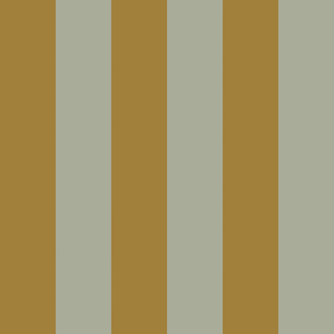 Regent Stripe Wallpaper in Mustard and Warm Grey