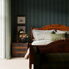 Regent Stripe Wallpaper in Oxford Blue and Pine Green