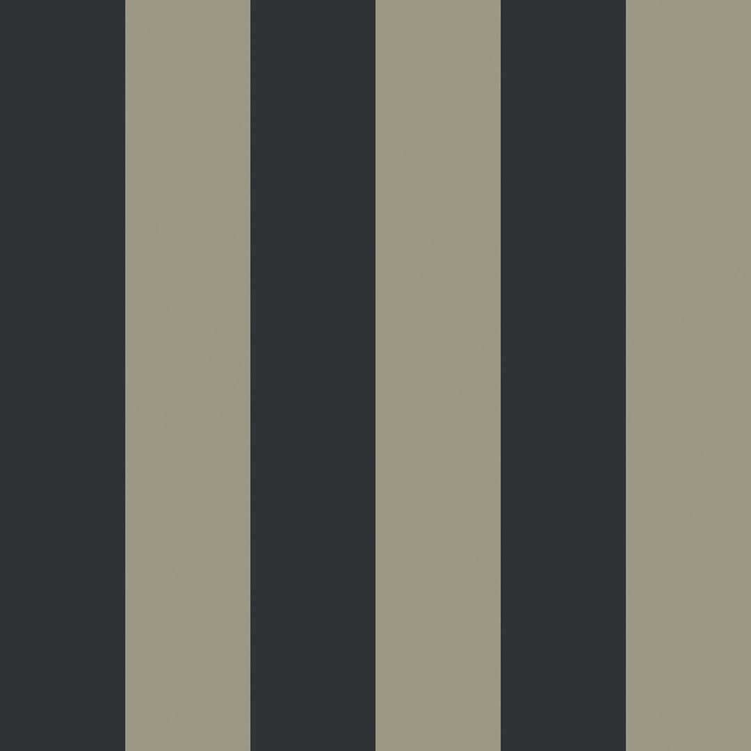Regent Stripe Wallpaper in Oxford Blue and Warm Grey