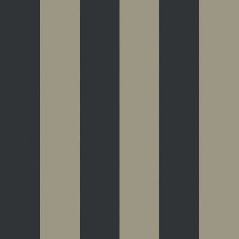 Regent Stripe Wallpaper in Oxford Blue and Warm Grey