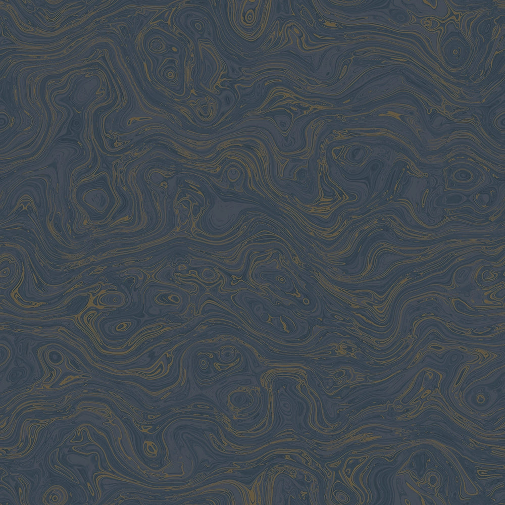 Rockpool Marble Wallpaper in Classic Navy