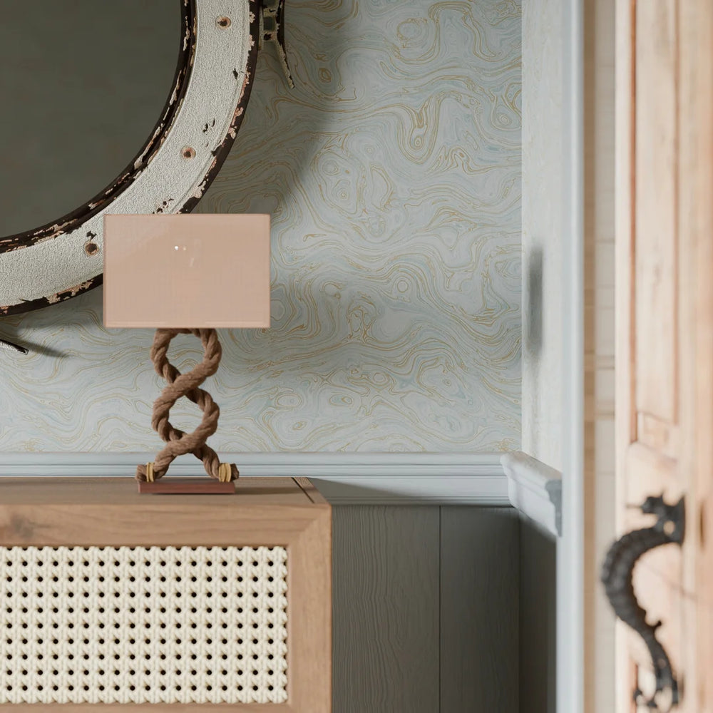 Rockpool Marble Wallpaper in Mineral Mist