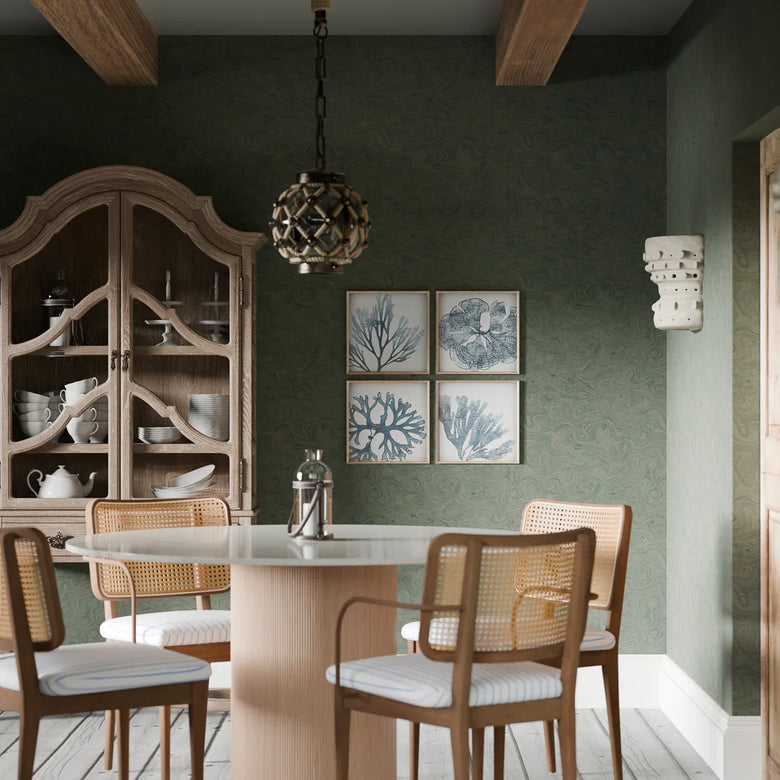 Rockpool Marble Wallpaper in Rustic Green