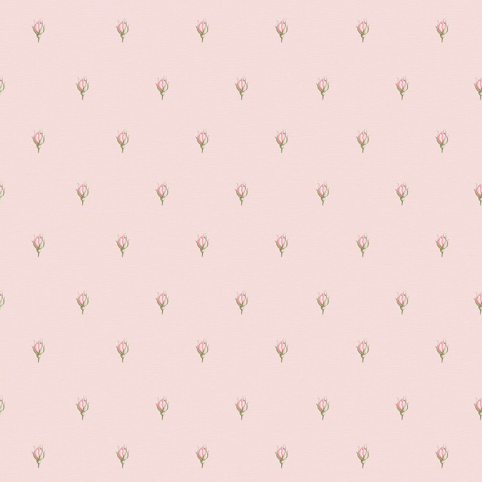 Wallpaper design of small pink flowers on a light pink background
