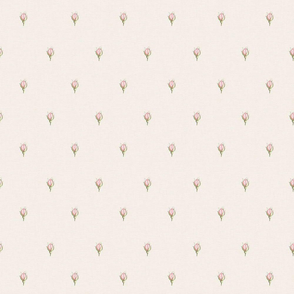 Rose Bud Wallpaper in Parchment Cream