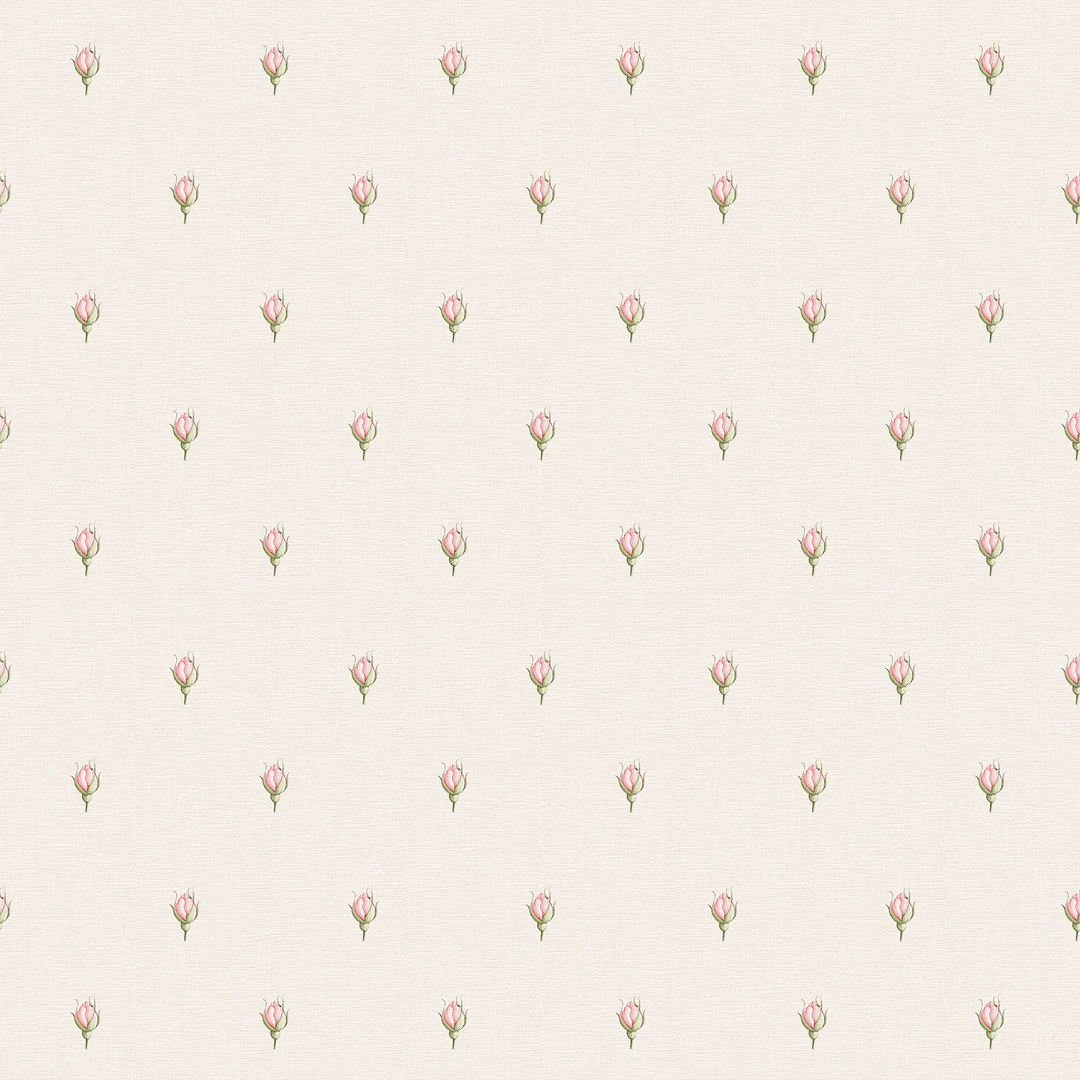 Rose Bud Wallpaper in Parchment Cream