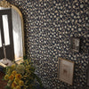Rosehill Cottage Wallpaper in Duck Egg and Vintage Cream on Classic Navy