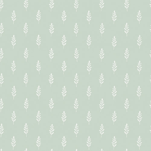Rowan Wallpaper in Milk Foam on Sage