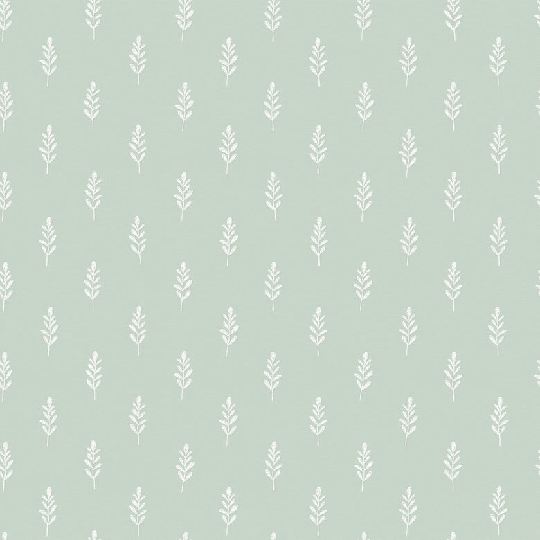 Rowan Wallpaper in Milk Foam on Sage
