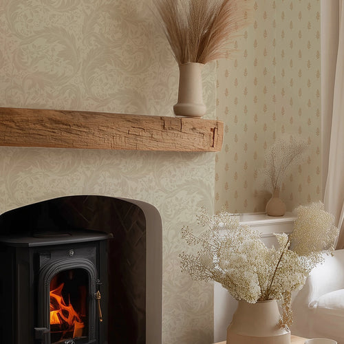 Rowan Wallpaper in Latte on Warm Cream