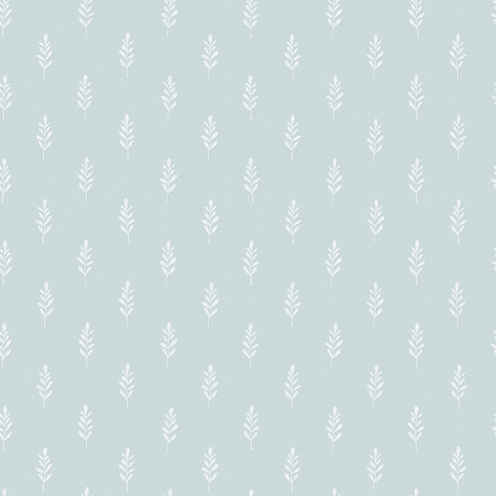 Rowan Wallpaper in Milk White on Blue
