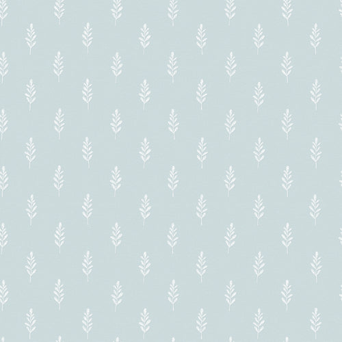 Rowan Wallpaper in Milk White on Blue