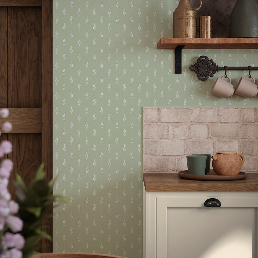 Rowan Wallpaper in Pistachio Green