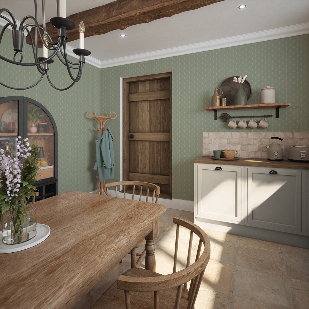 Rowan Wallpaper in Pistachio Green