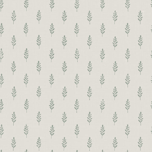 Rowan Wallpaper in Smokey Green on Cream