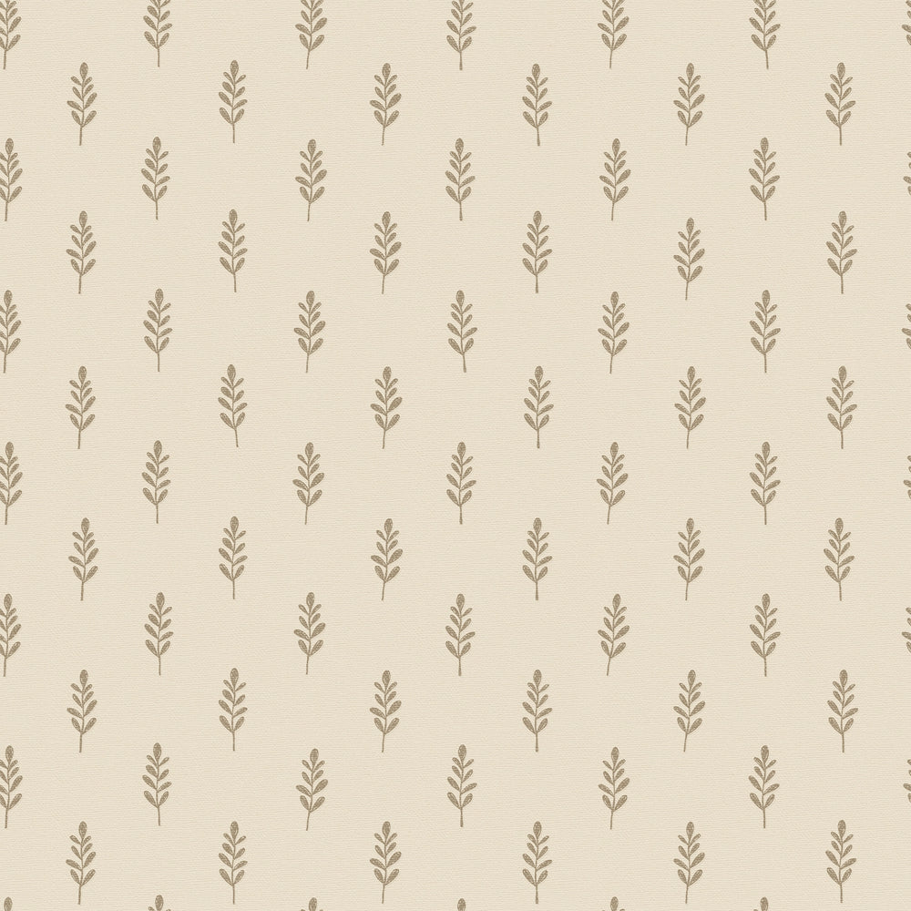 Rowan Wallpaper in Soft Brown on Biscuit