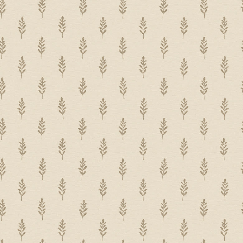 Rowan Wallpaper in Soft Brown on Biscuit
