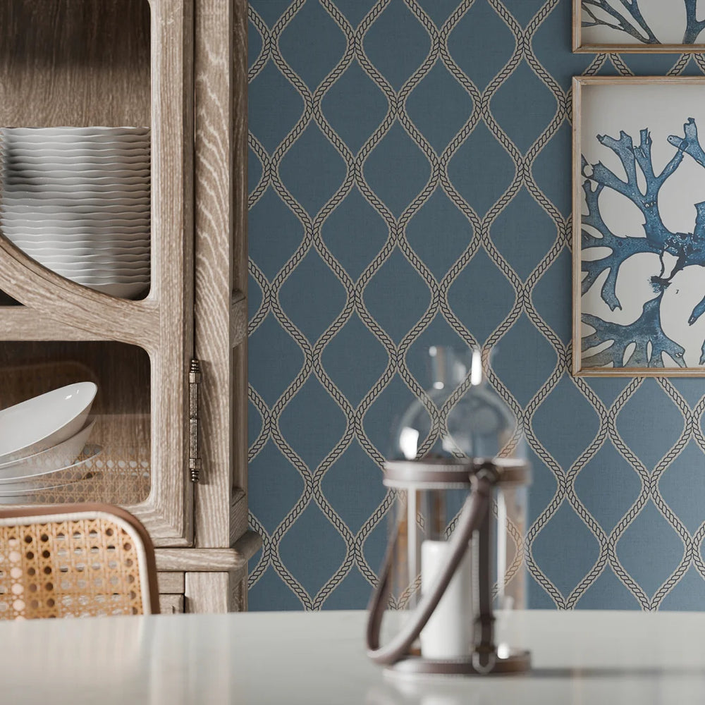 Royal Dockyard Wallpaper in Cornflower Blue