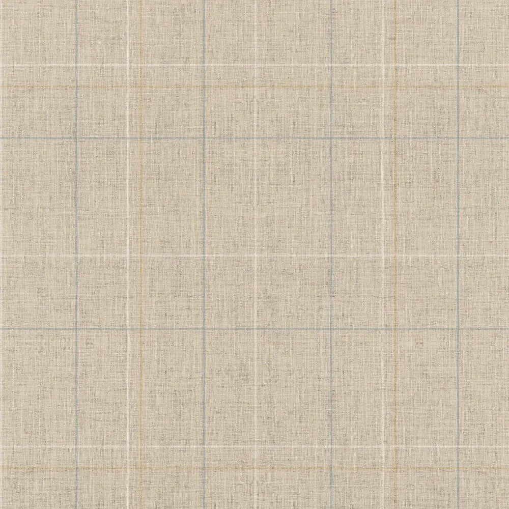 Royal Check Wallpaper in Cream, Blue and Yellow