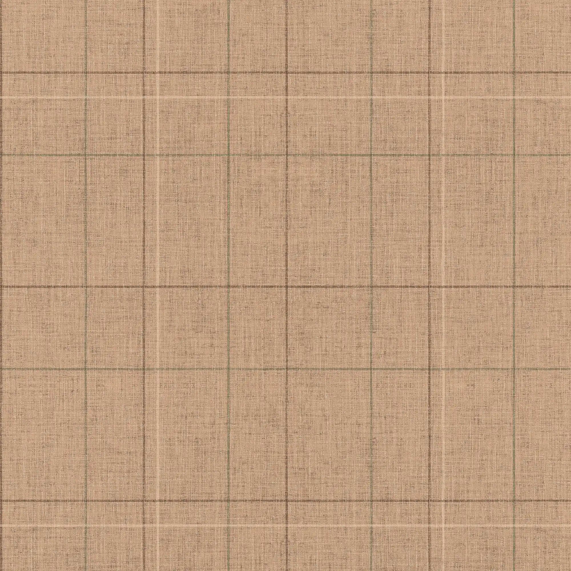 Royal Check Wallpaper in Camel, Whiskey and Peat