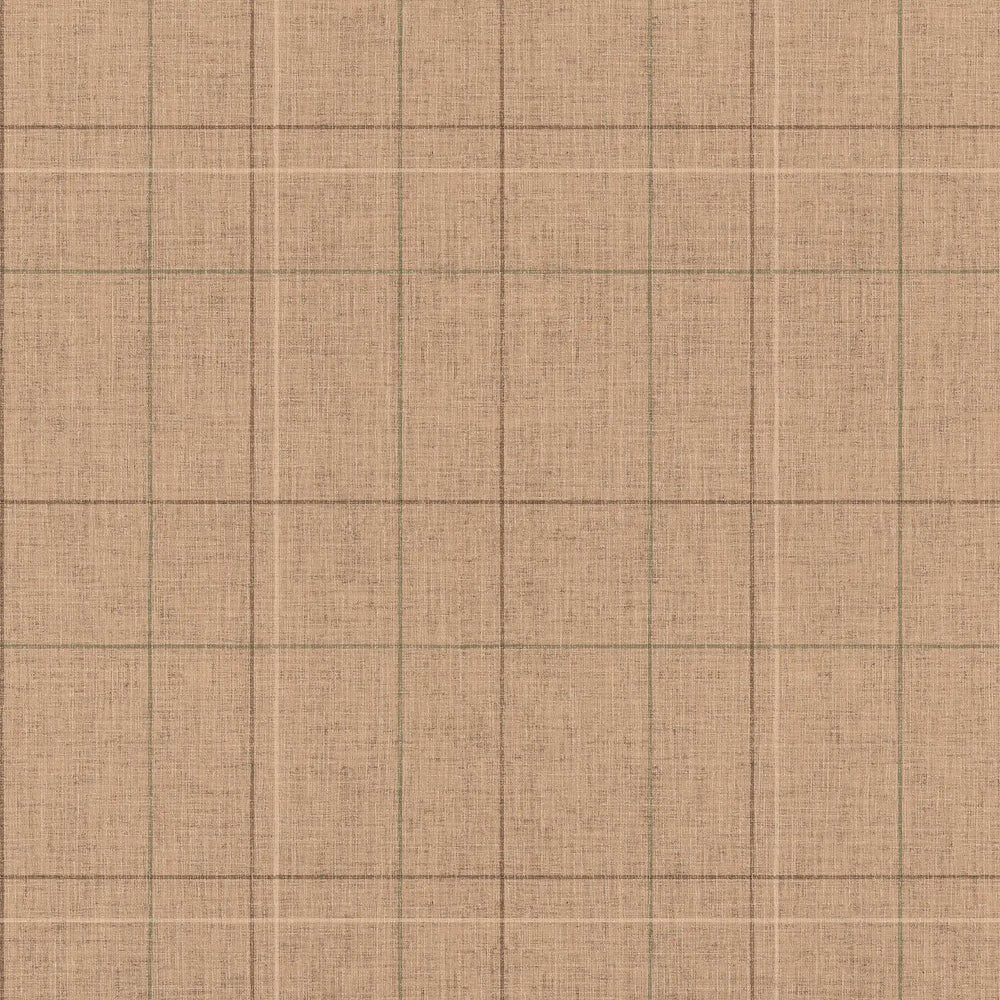 Royal Check Wallpaper in Camel, Whiskey and Peat