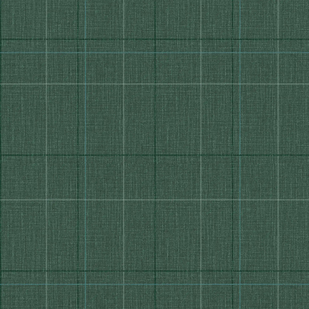 Royal Check Wallpaper in Dark Green, Sage and Turquoise