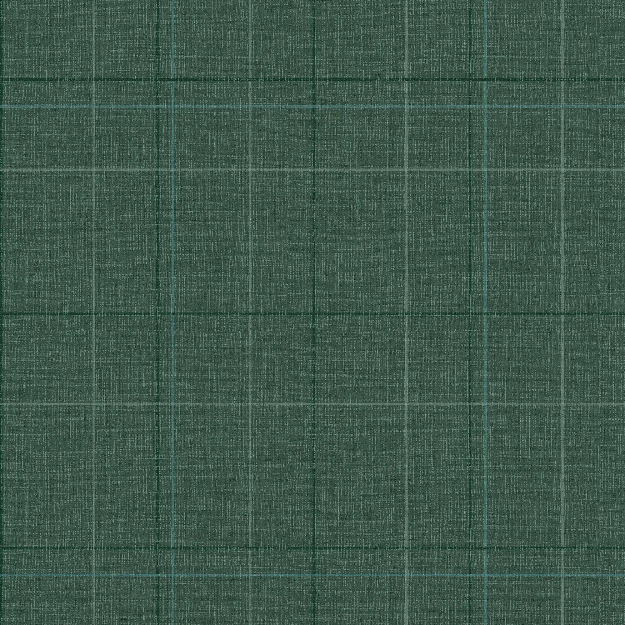 Royal Check Wallpaper in Dark Green, Sage and Turquoise