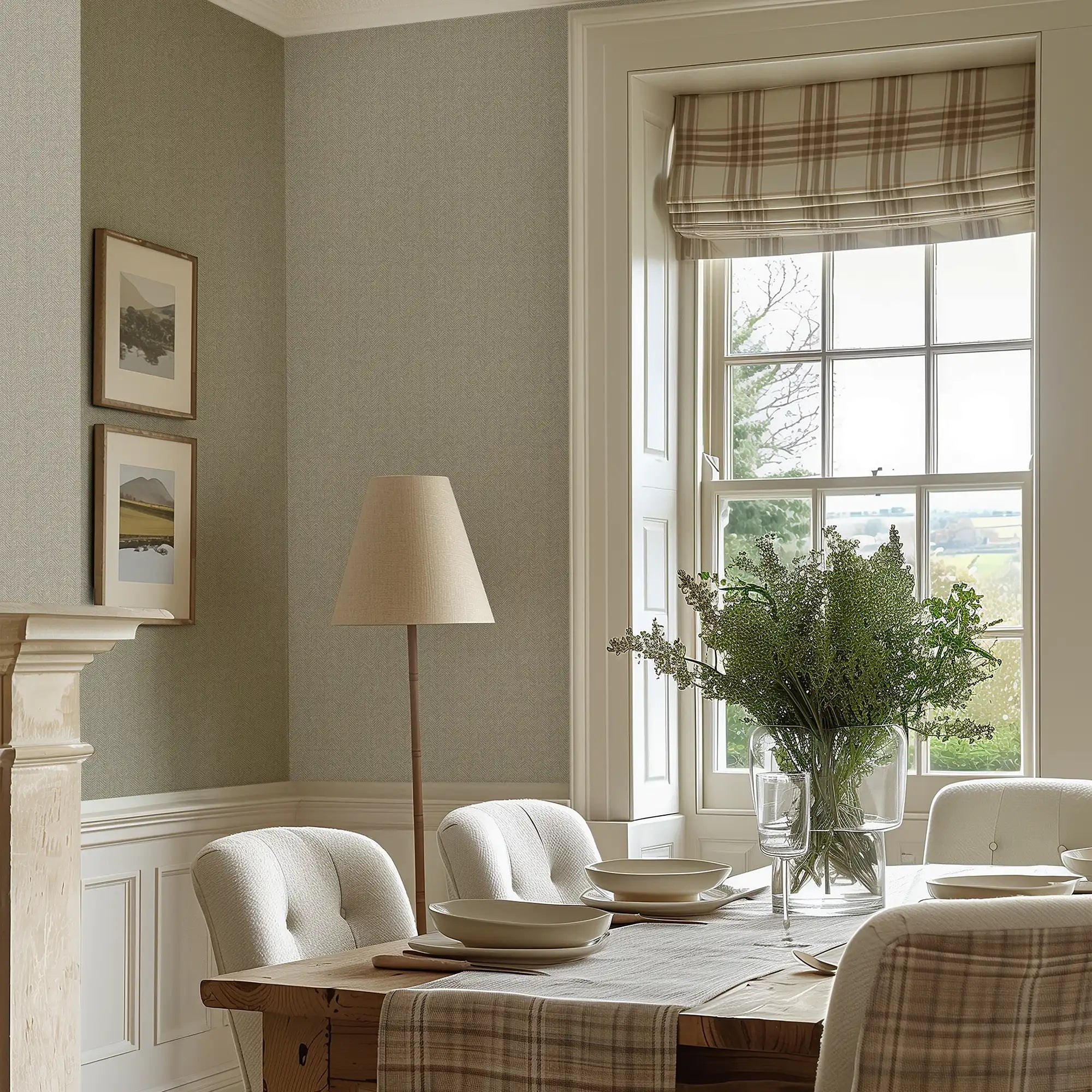 Royal Herringbone Wallpaper in Beige