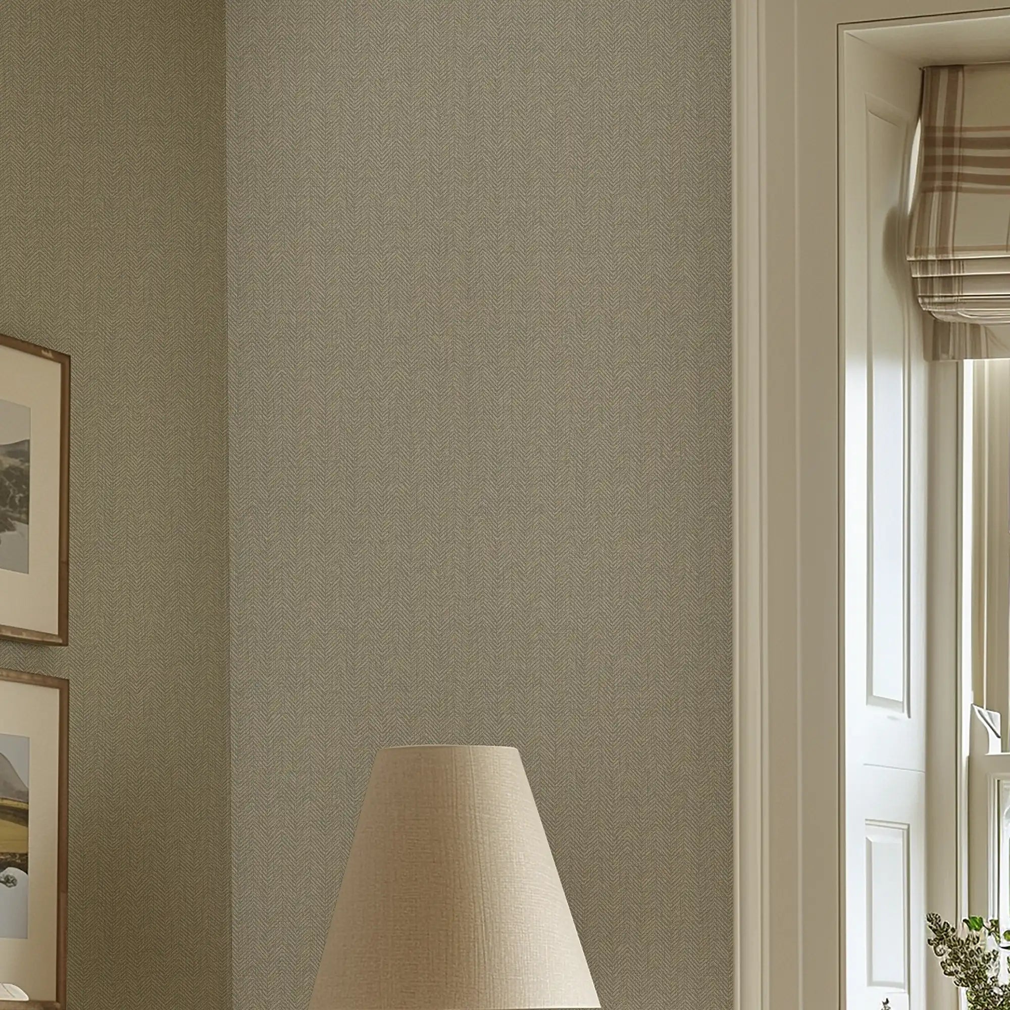 Royal Herringbone Wallpaper in Beige