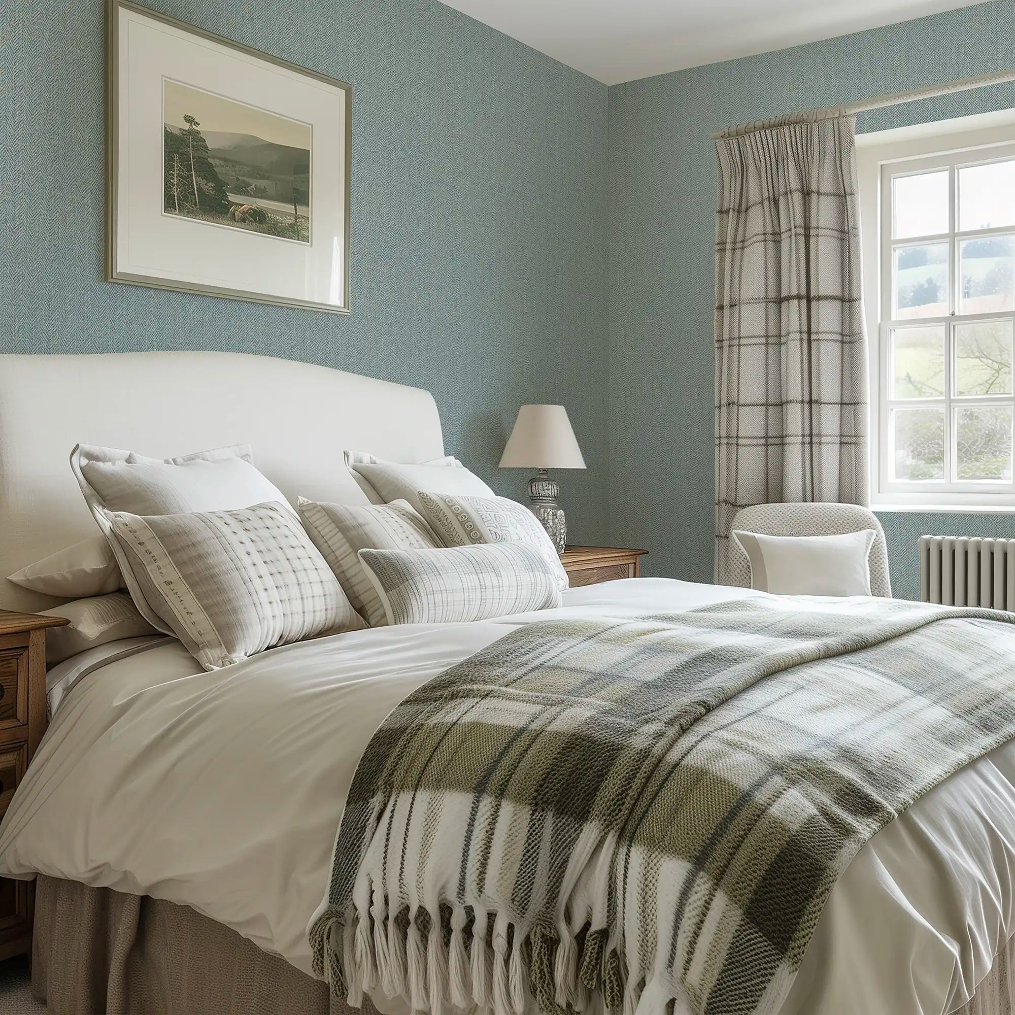 Royal Herringbone Wallpaper in Blue