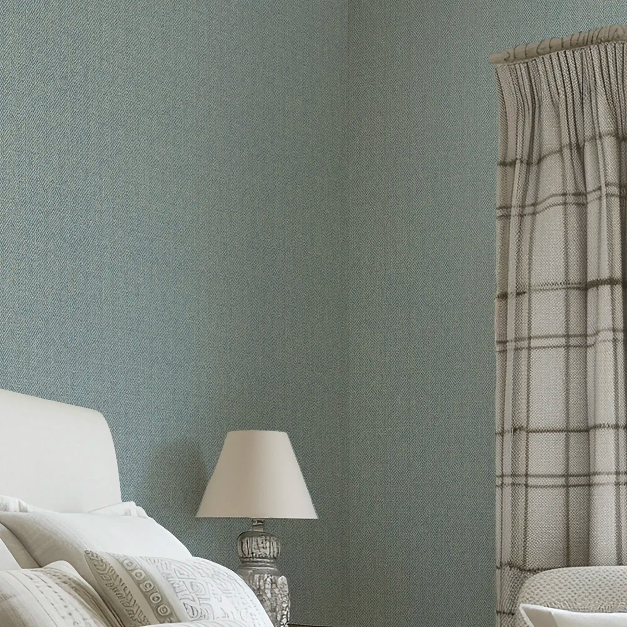 Royal Herringbone Wallpaper in Blue