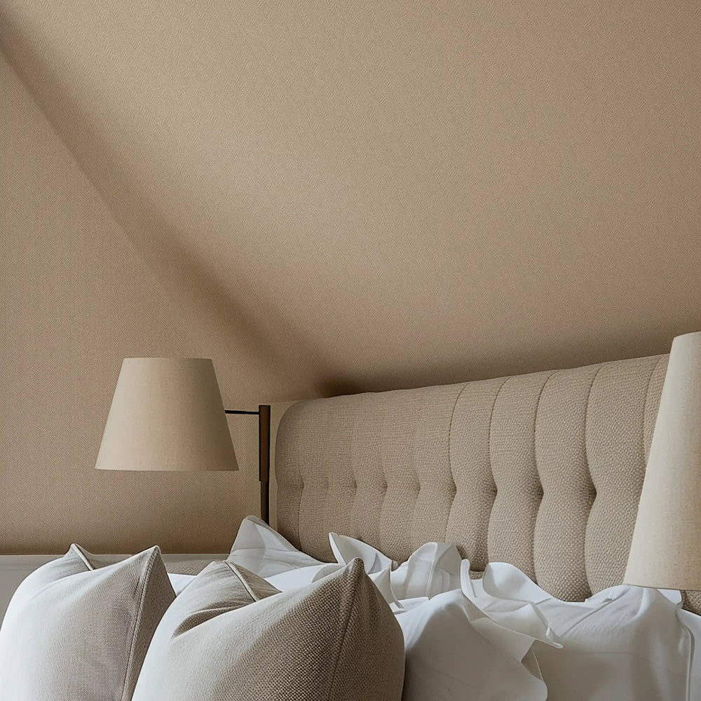 Royal Herringbone Wallpaper in Camel