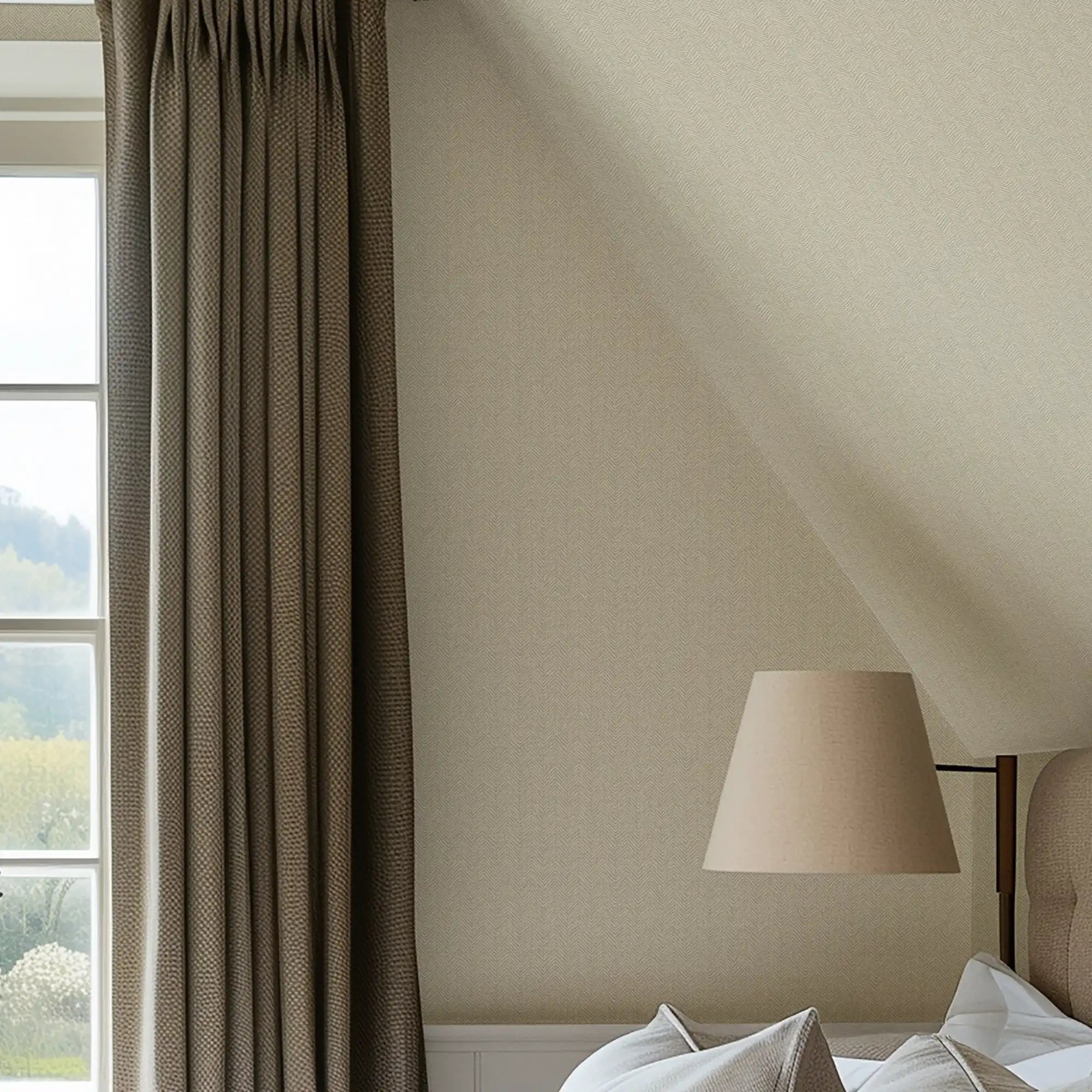 Royal Herringbone Wallpaper in Cream