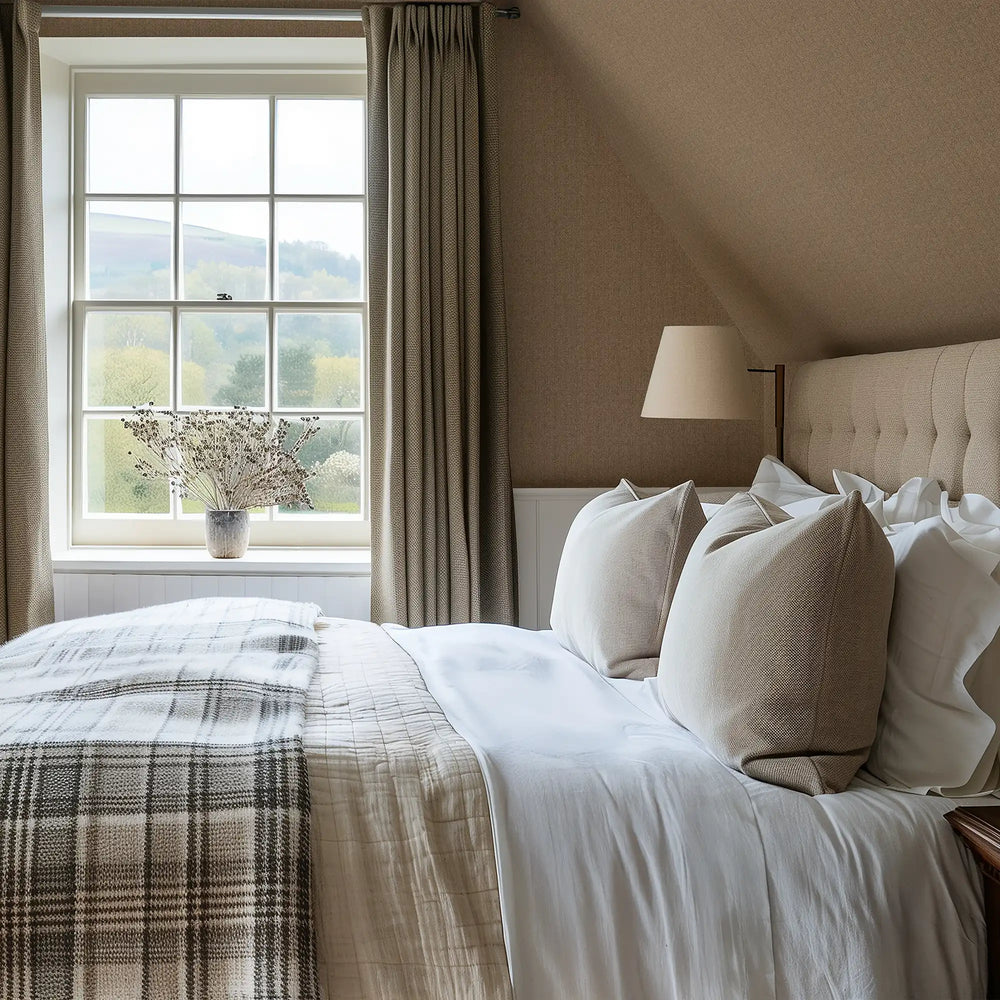 Royal Herringbone Wallpaper in Dark Camel