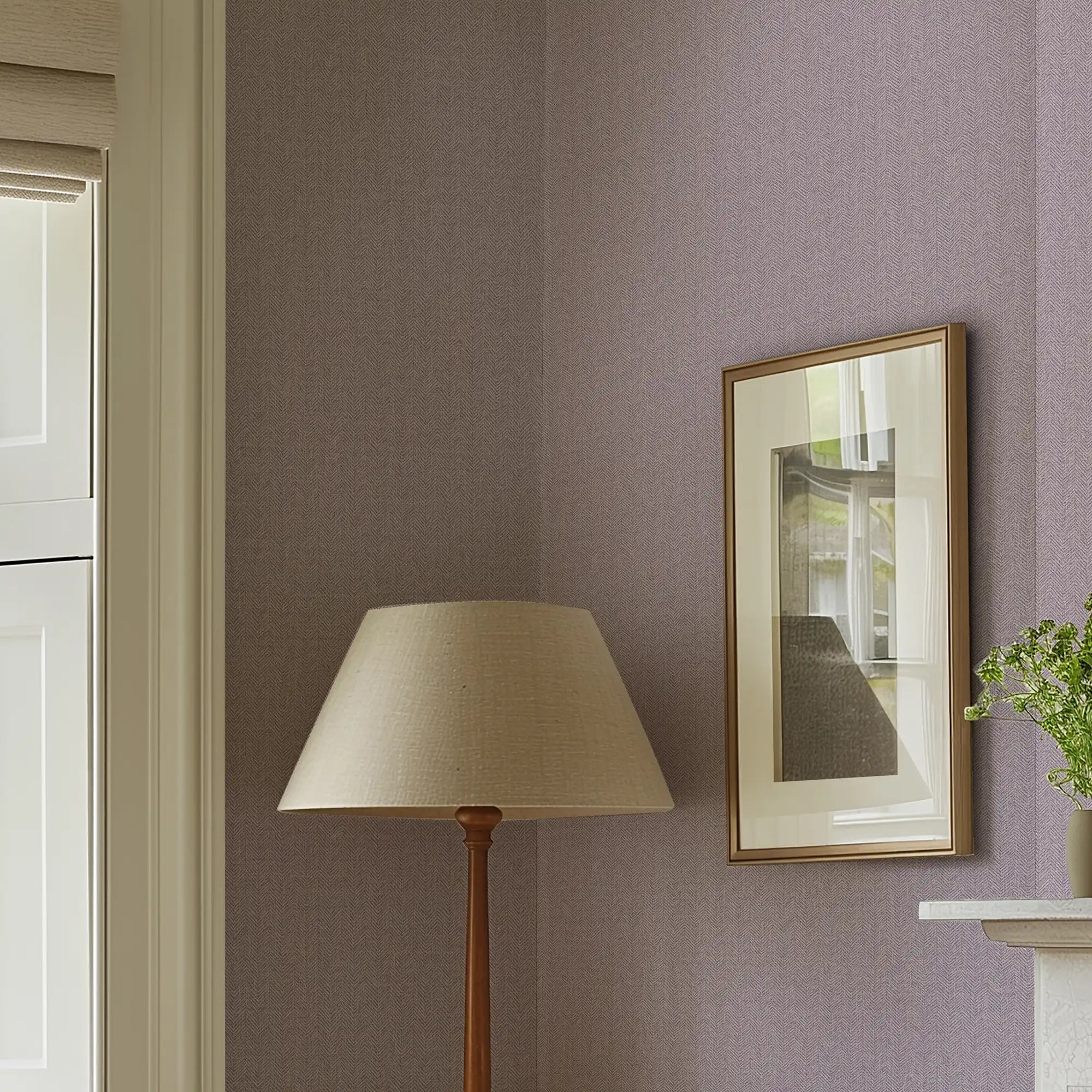 Royal Herringbone Wallpaper in Lavender