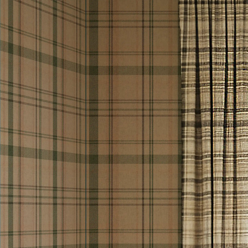 Royal Tartan Wallpaper in Camel, Whiskey and Peat