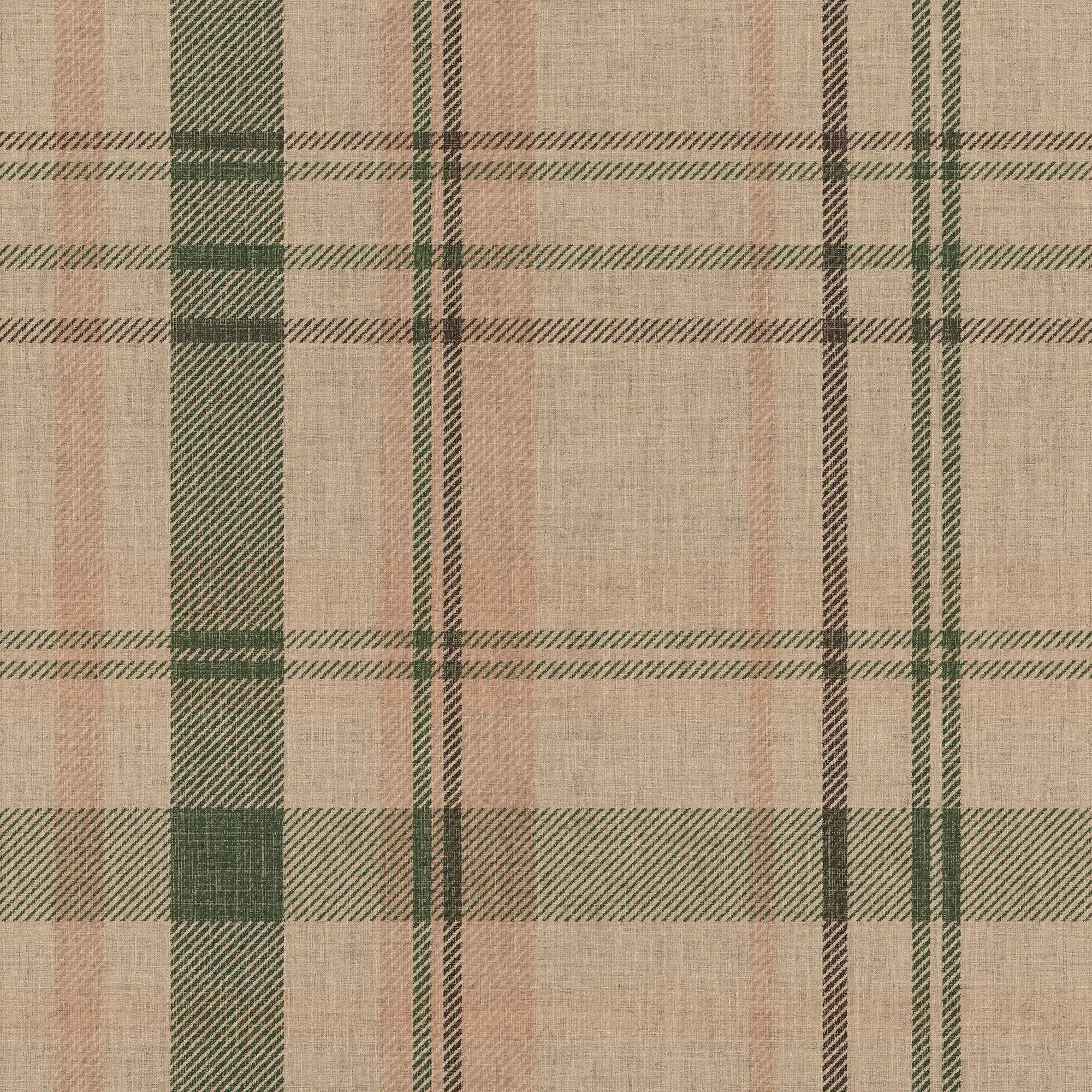 Royal Tartan Wallpaper in Camel, Whiskey and Peat