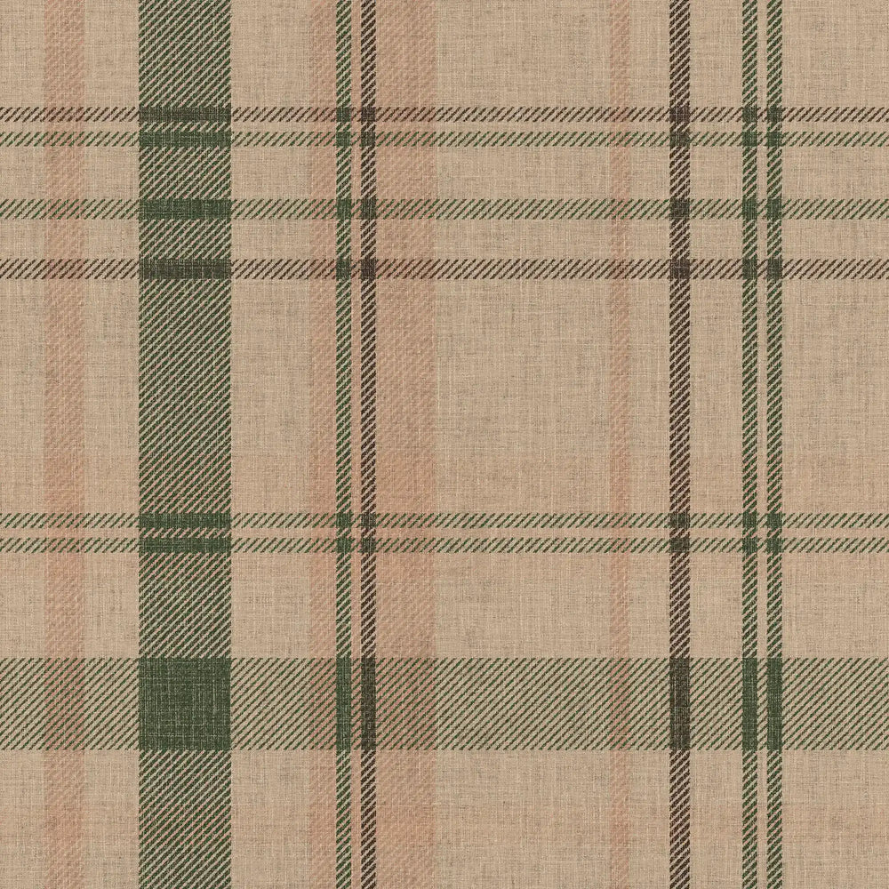 Royal Tartan Wallpaper in Camel, Whiskey and Peat