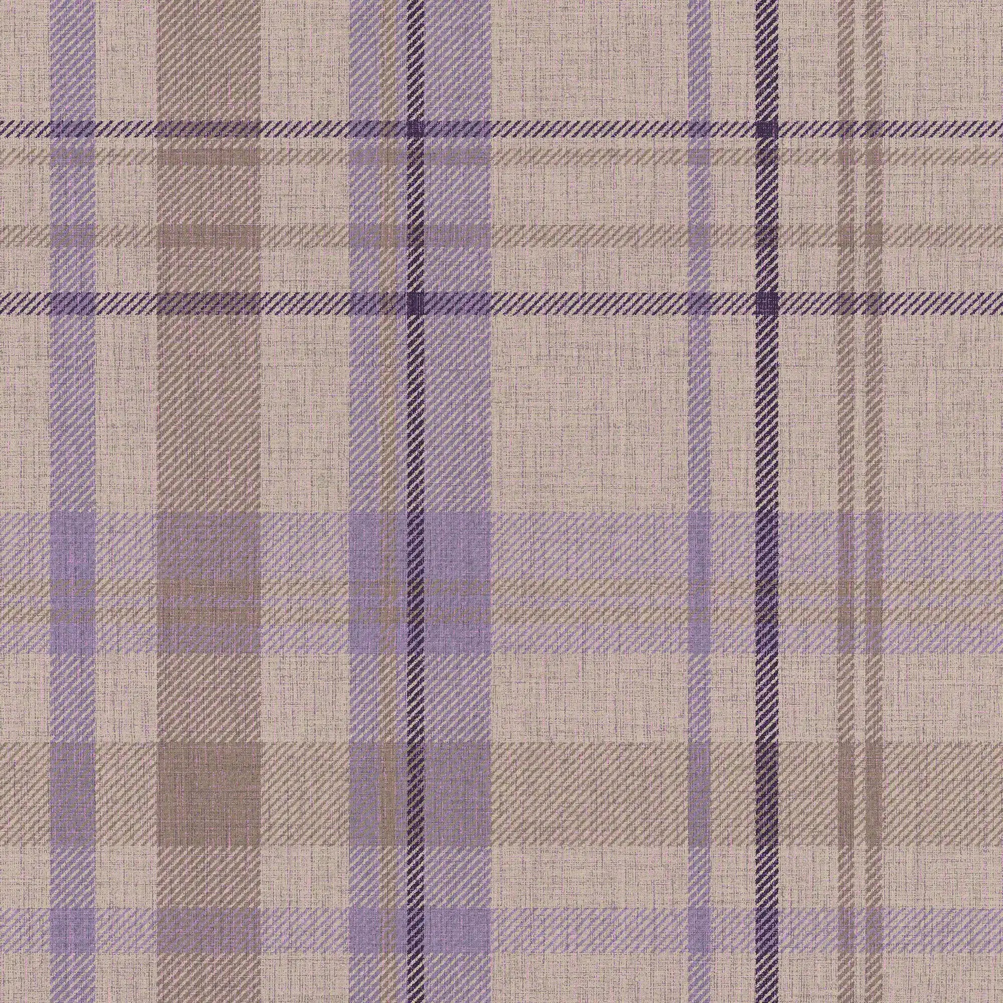 Royal Tartan Wallpaper in Lavender, Beige and Plum